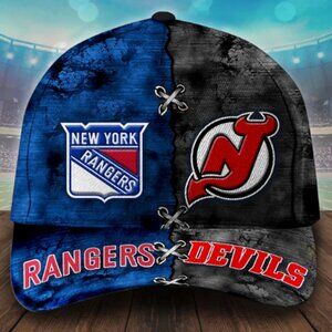 New York Rangers & New Jersey Devils Hockey "HOUSE DIVIDED" Hat (Snap Back) New!
